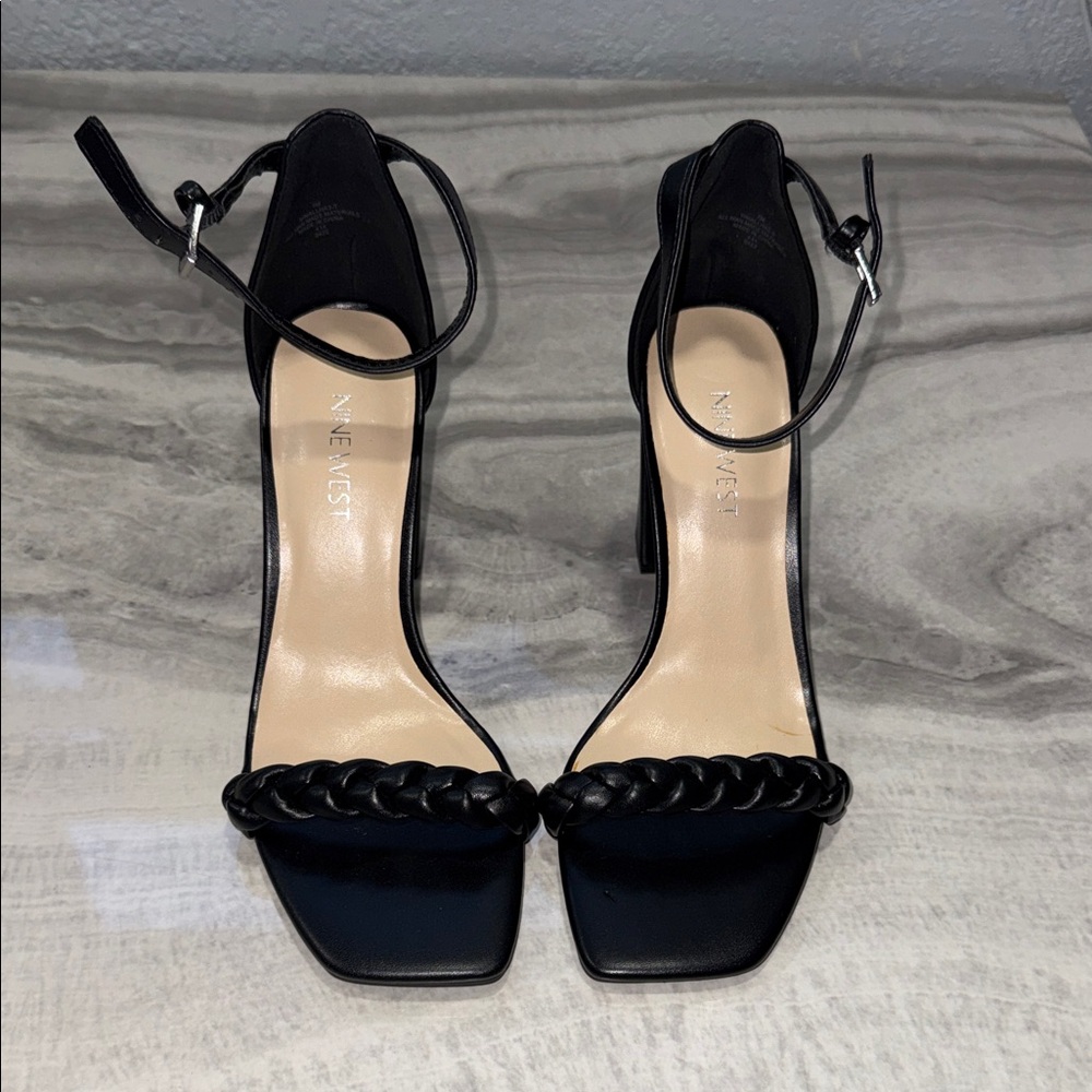 Nine West Black Braided Strap Heels